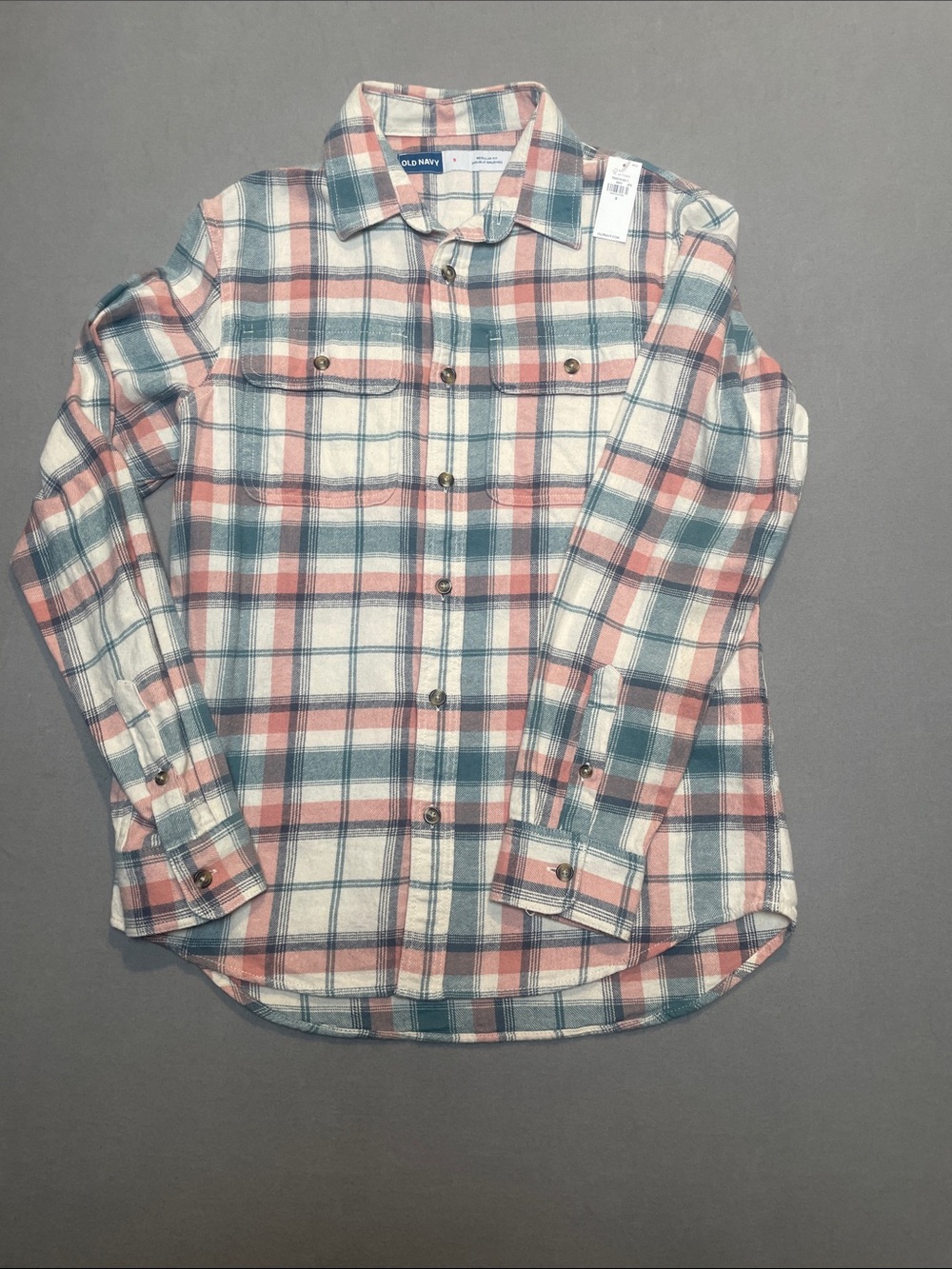 Old Navy Women’s Pink & Blue Plaid Button-Down Shirt